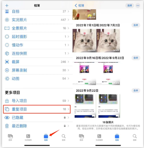 会理苹果手机维修分享iOS 16 中相册重复项目功能使用方法 