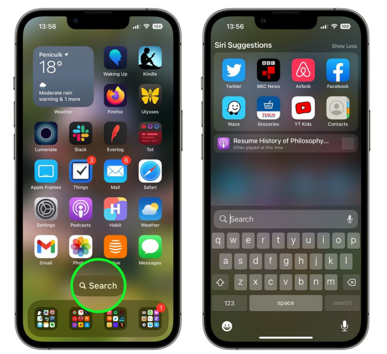 会理苹果手机维修分享升级到 iOS 16 后，如何删除主屏幕上的搜索按钮 